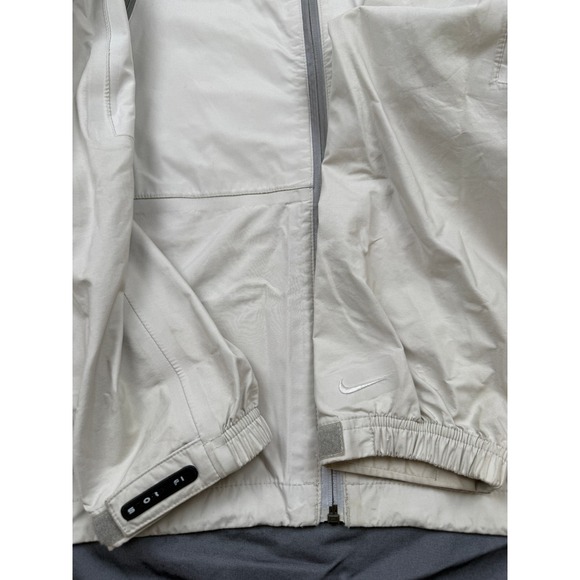 Y2K Nike Storm Fit Jacket Beige Full Zip Hooded Lightweight Athletic Men Large - Picture 16 of 16